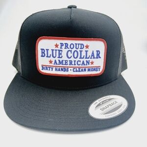 Black Snapback Cap - Proud Blue Collar American